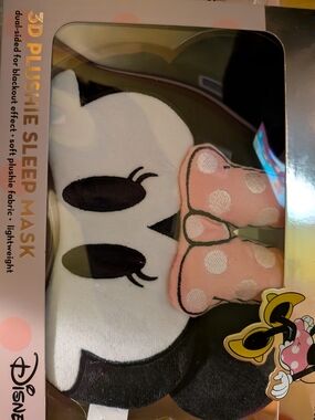 Disney Minnie Mouse Plush Sleep Mask - Black, White & Pink Polka Dot